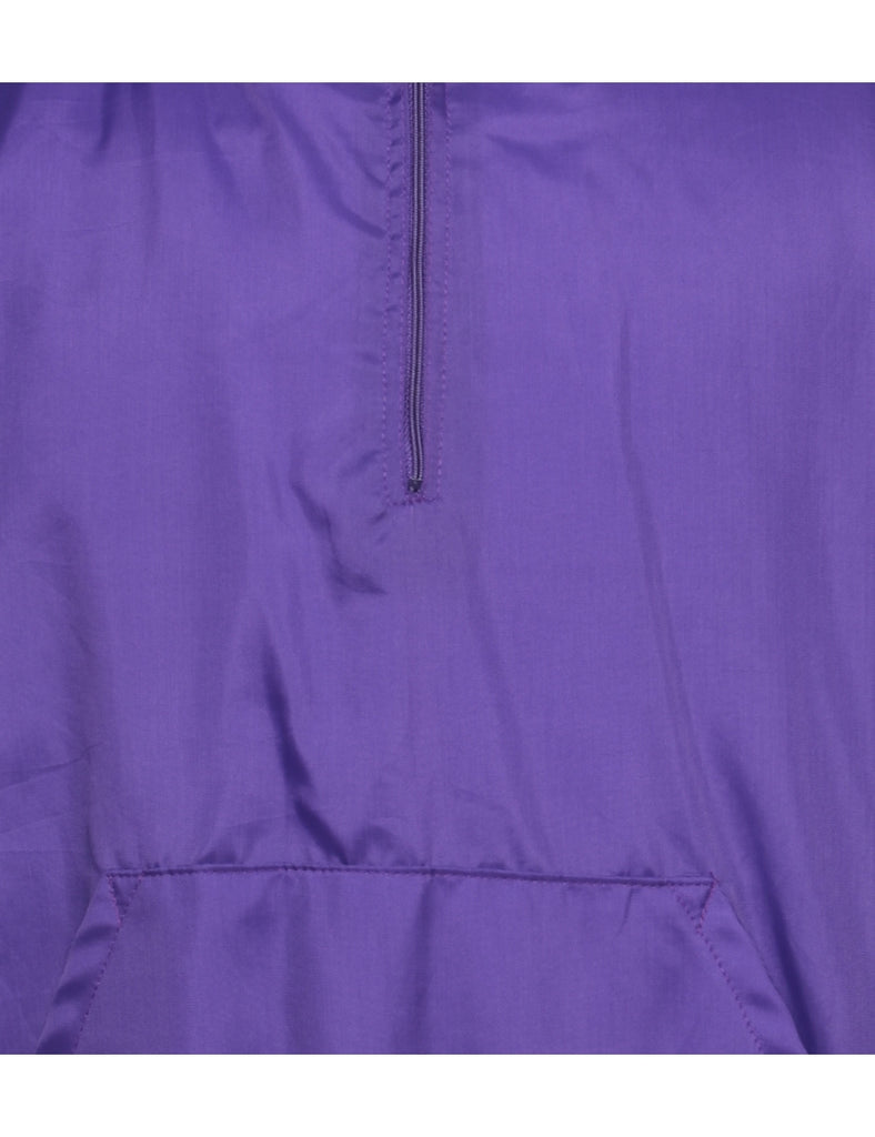Purple & White Contrast Quarter-Zip Bomber Jacket - XL