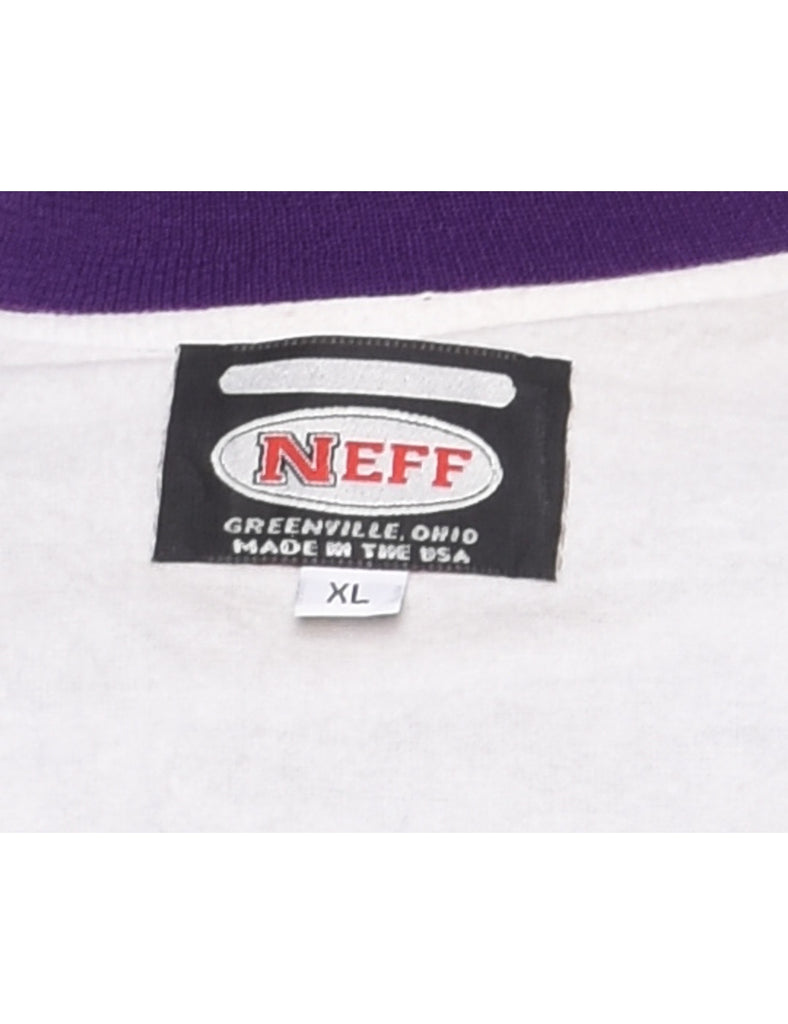 Purple & White Contrast Quarter-Zip Bomber Jacket - XL