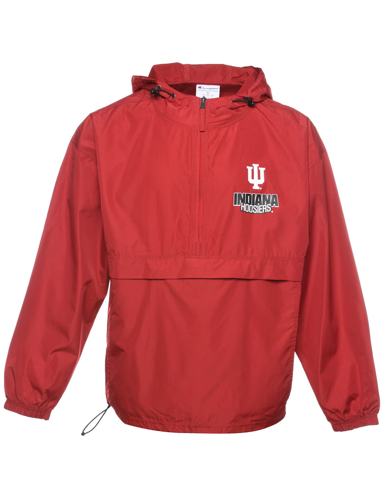 Quarte- Zip Maroon Embroidered Nylon Champion Jacket - XL