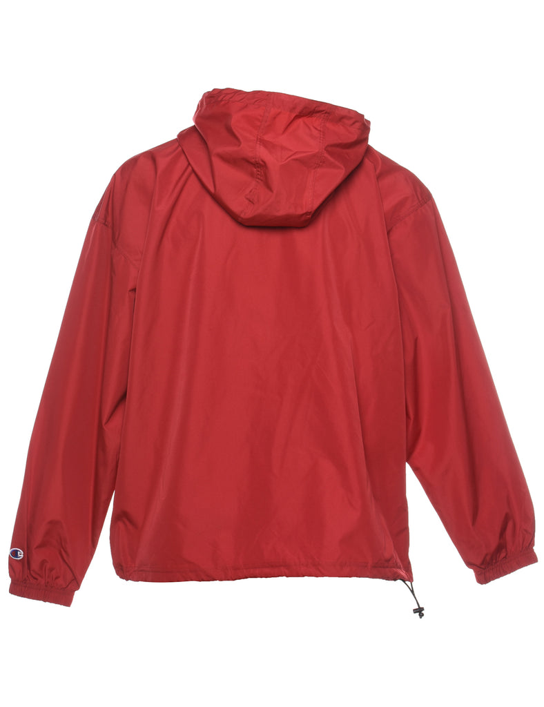 Quarte- Zip Maroon Embroidered Nylon Champion Jacket - XL