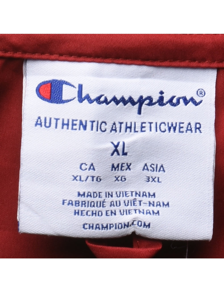 Quarte- Zip Maroon Embroidered Nylon Champion Jacket - XL
