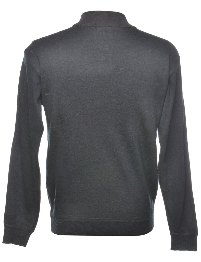 Quarter Zip Black Jumper - M