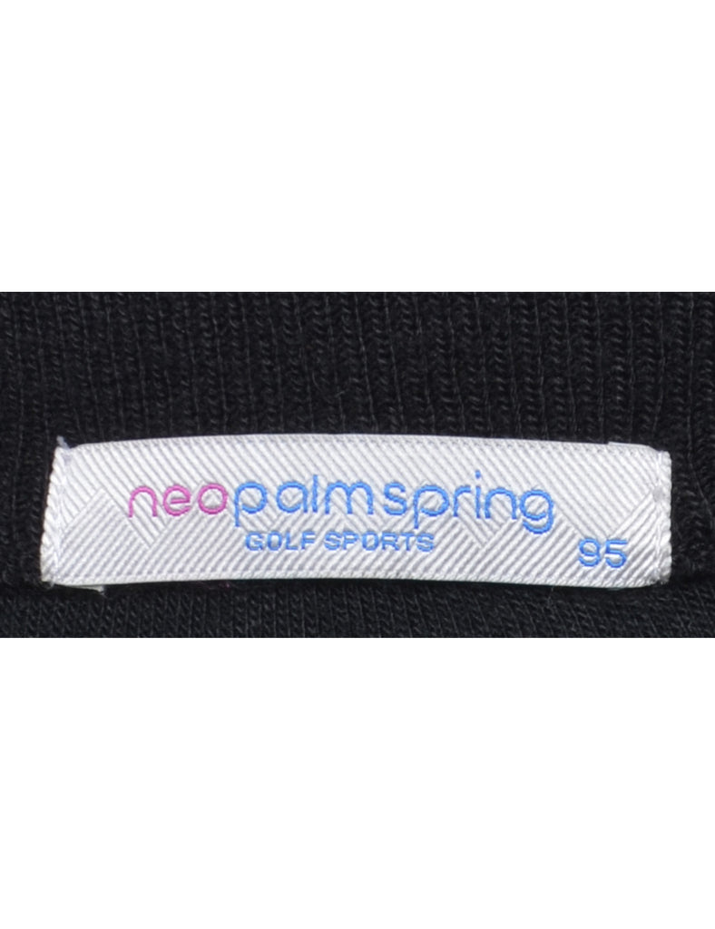 Quarter Zip Black Jumper - M