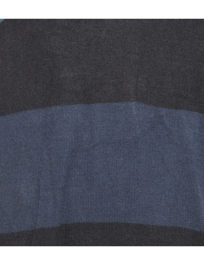 Quarter Zip Blue Jumper - L