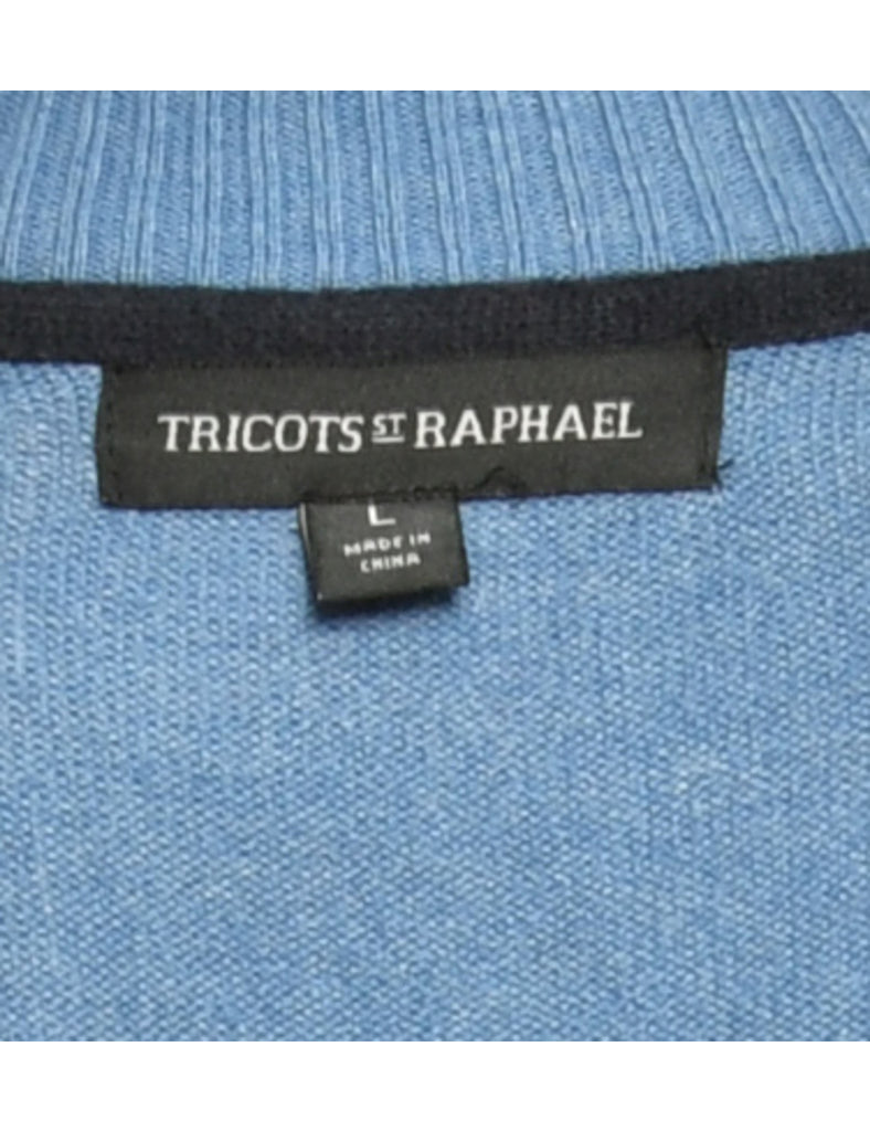 Quarter Zip Blue Jumper - L