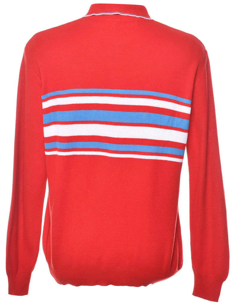 Quarter Zip Red Jumper - L