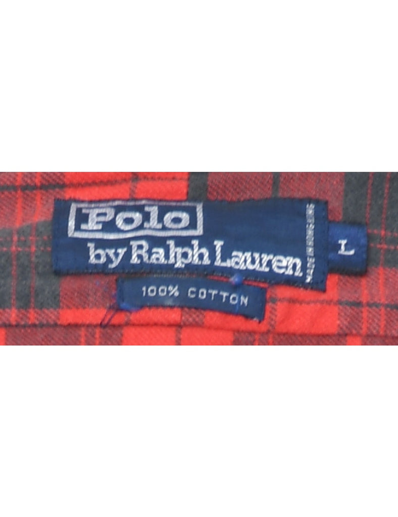 Ralph Lauren 1990s Red & Dark Grey Checked Shirt - L