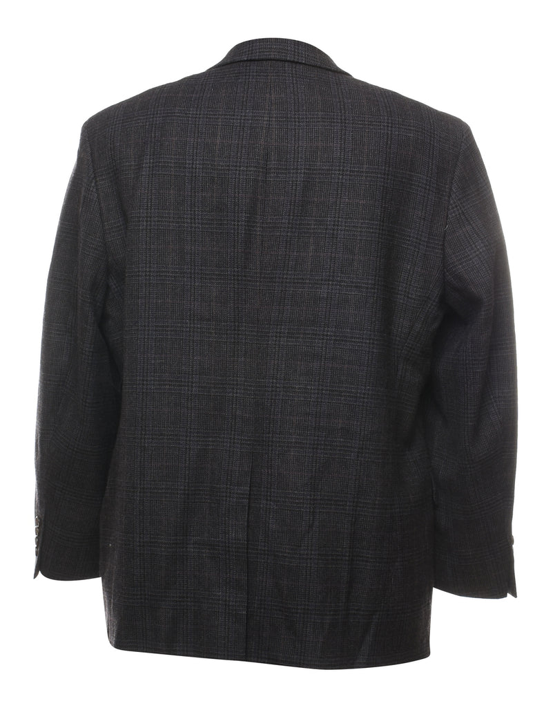 Ralph Lauren Black Dogtooth Check Wool Blazer - L