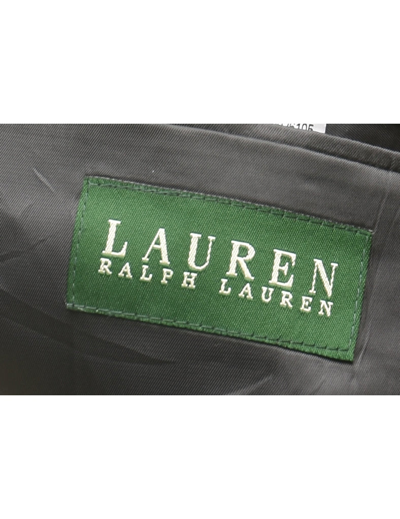 Ralph Lauren Black Dogtooth Check Wool Blazer - L