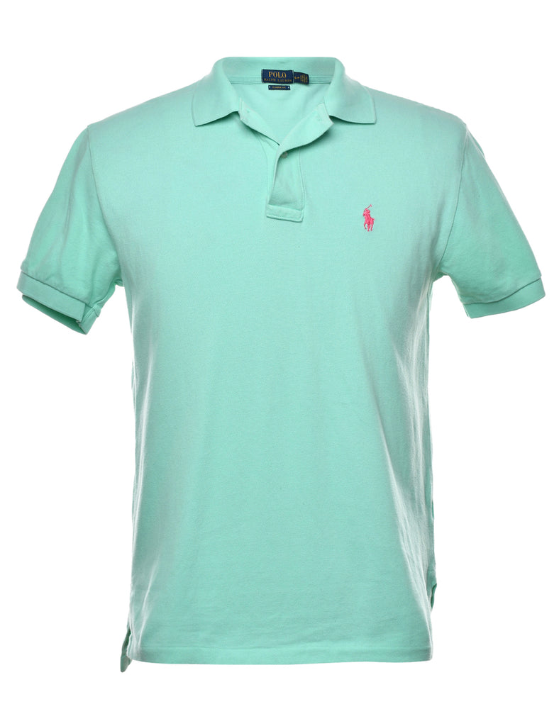 Ralph Lauren Button-Front Turquoise Polo Shirt - S