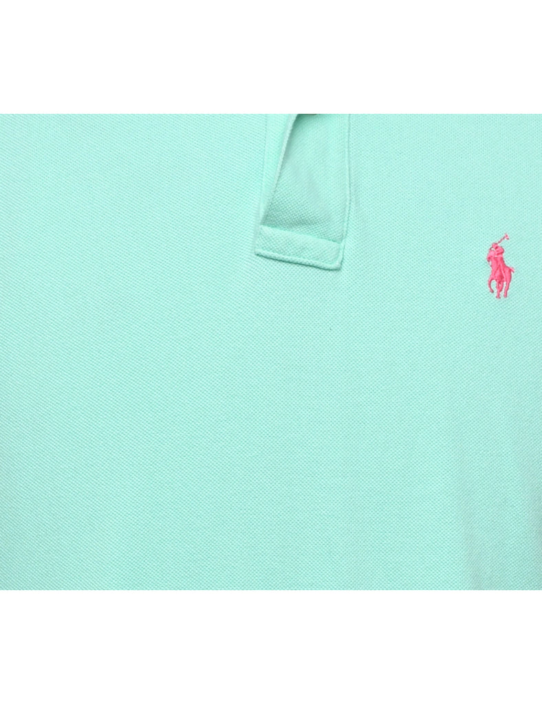 Ralph Lauren Button-Front Turquoise Polo Shirt - S