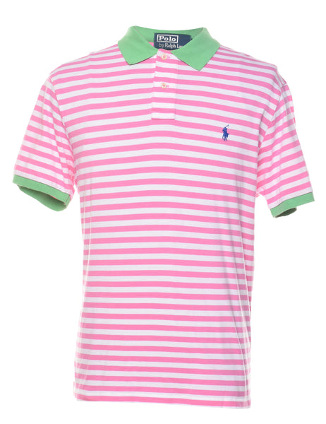 Men s Ralph Lauren Ralph Lauren Pink Green Striped Polo Shirt Pink XL Beyond Retro
