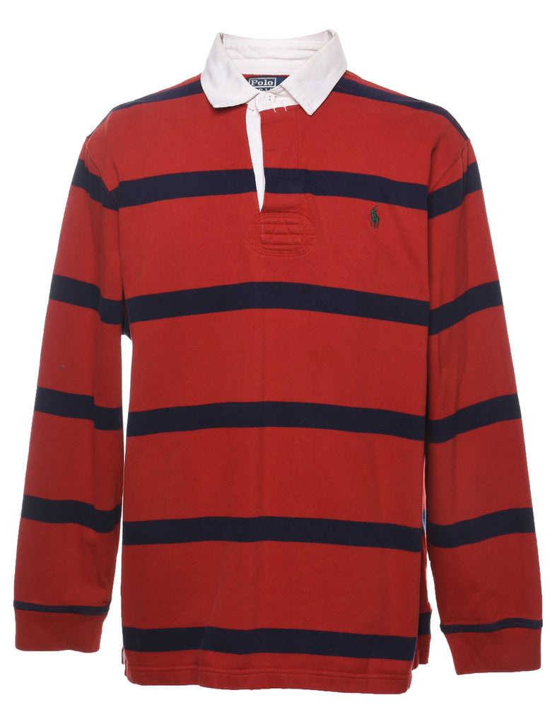 Ralph Lauren Striped Navy & Maroon Rugby Shirt - XL