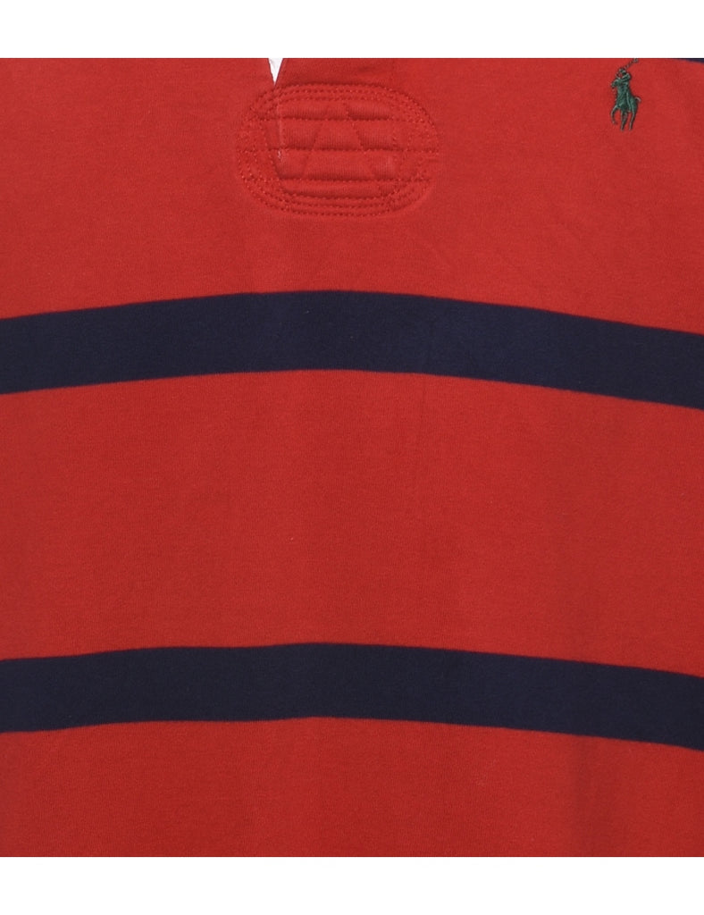 Ralph Lauren Striped Navy & Maroon Rugby Shirt - XL