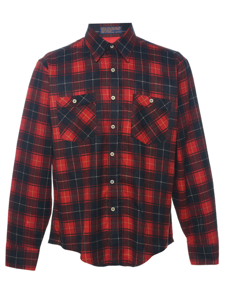 Red & Black Flannel Checked Shirt - L