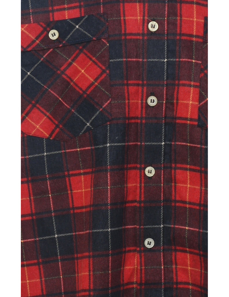 Red & Black Flannel Checked Shirt - L