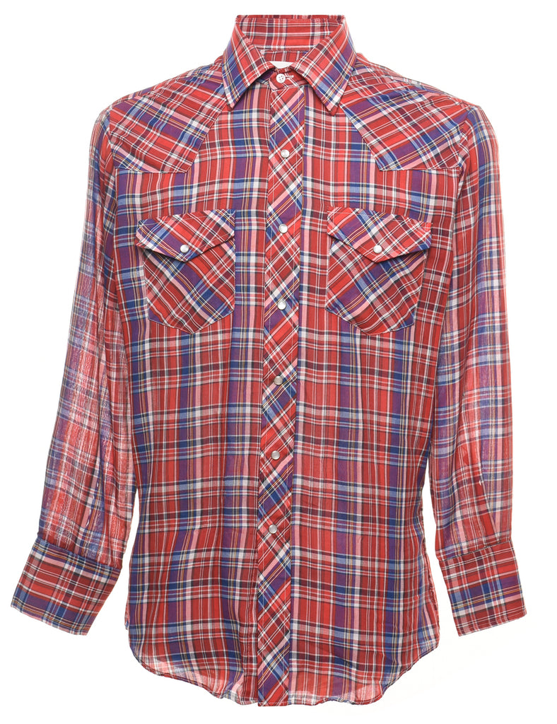 Red & Blue Western Checked Shirt - M