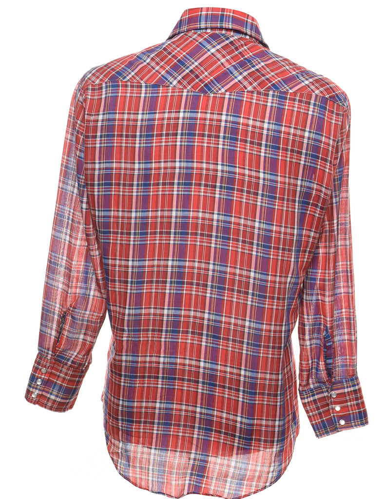 Red & Blue Western Checked Shirt - M