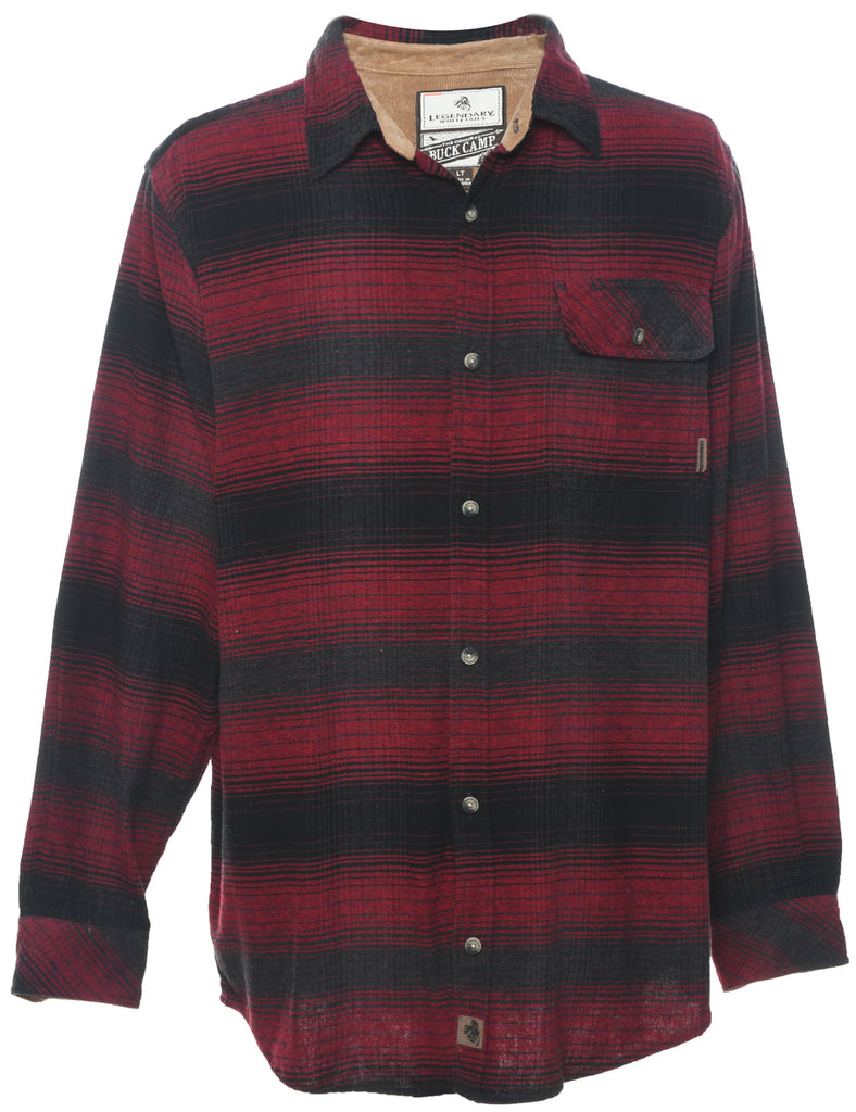Red & Grey Checked 1990s Shirt - L