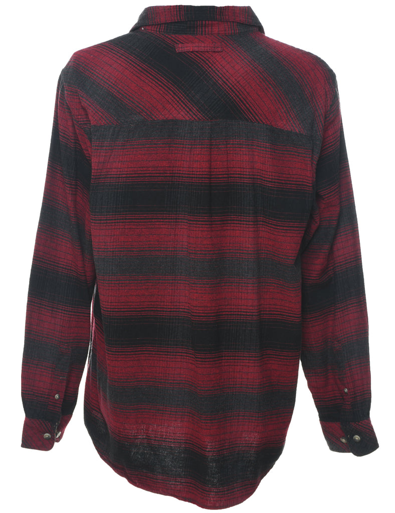 Red & Grey Checked 1990s Shirt - L