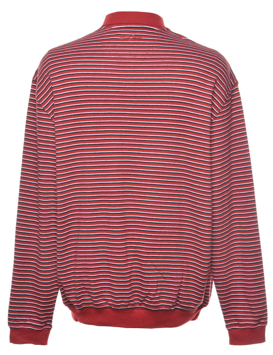 Men's Red Striped Jumper Red, L Beyond Retro - Main Image