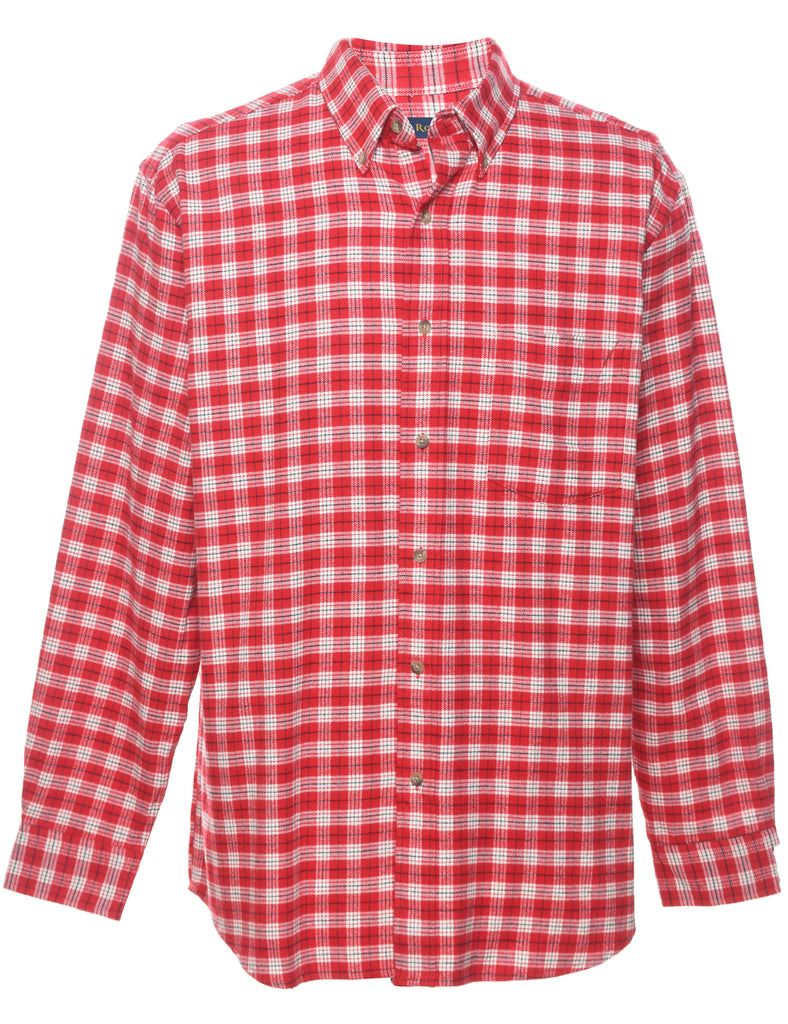 Red & White Flannel Checked Shirt - L