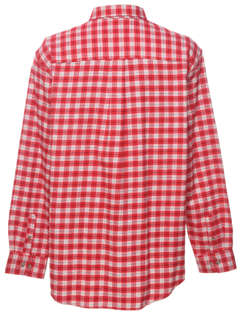 Red & White Flannel Checked Shirt - L