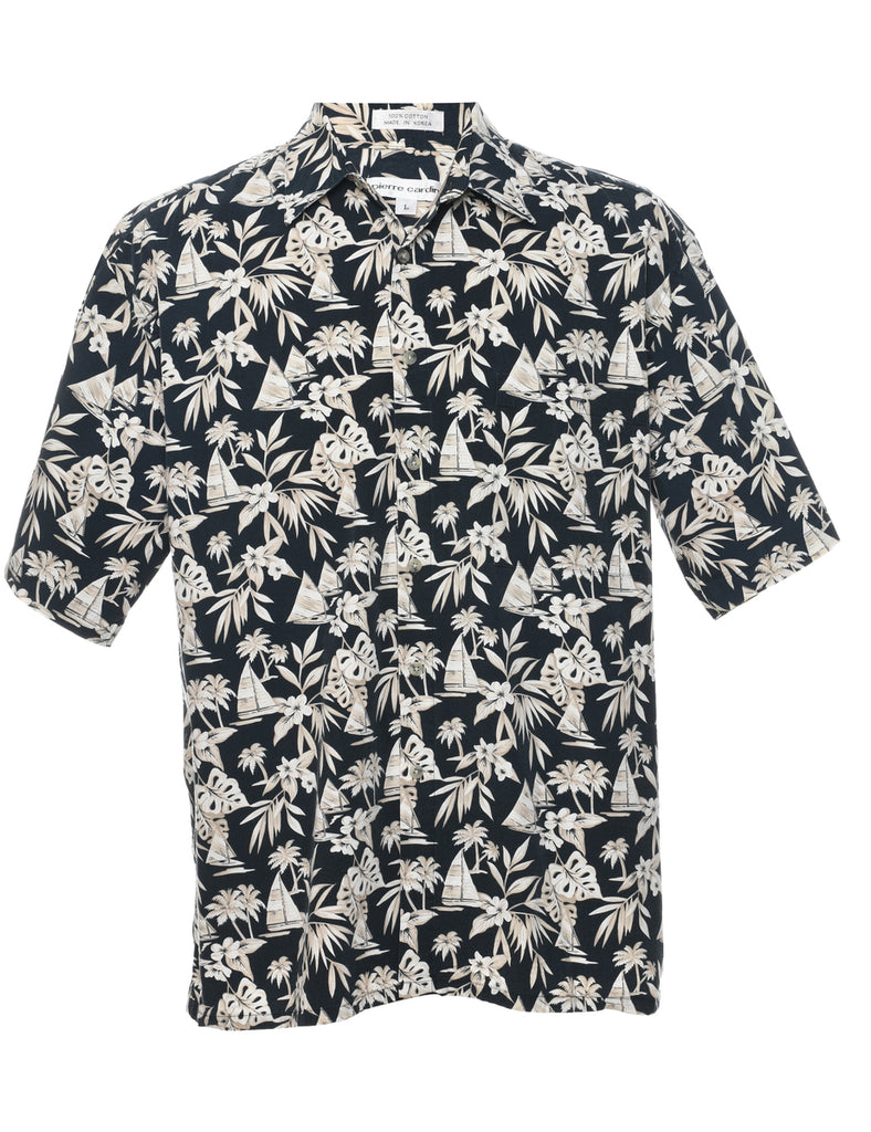 Sailboat Print Pierre Cardin Hawaiian Shirt - L