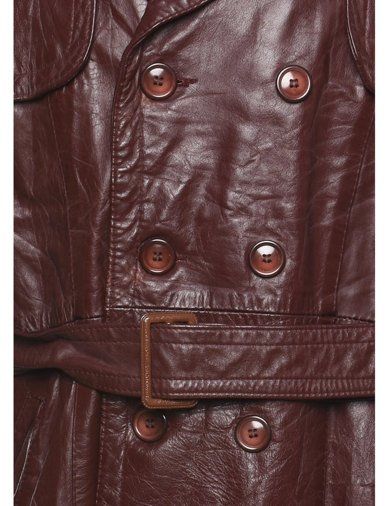 Sears Dark Brown Double-Breasted Leather Jacket - L