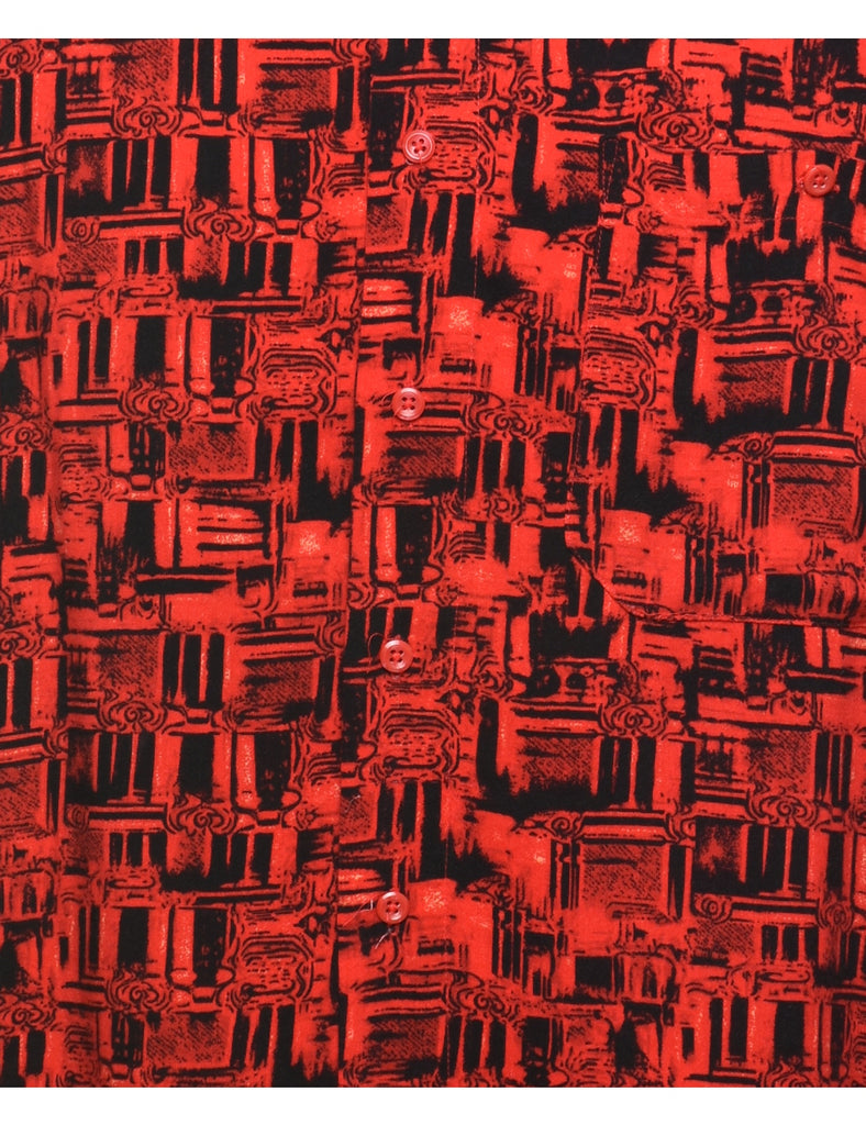 Short Sleeve Black & Red Patterned Shirt - XL