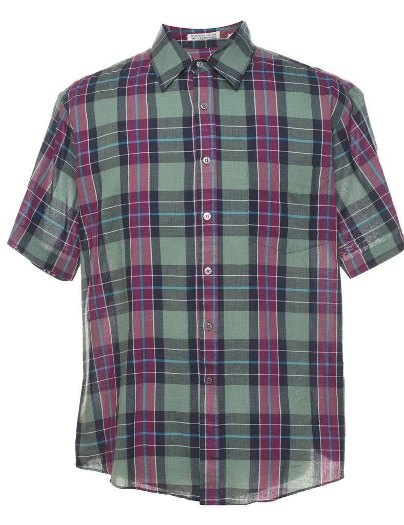 Short Sleeve Checked Shirt - L