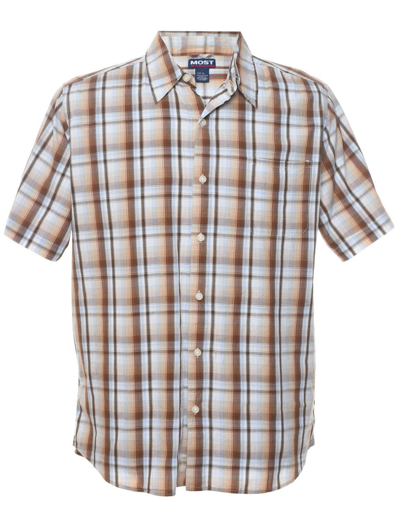 Short Sleeve Checked Shirt - L