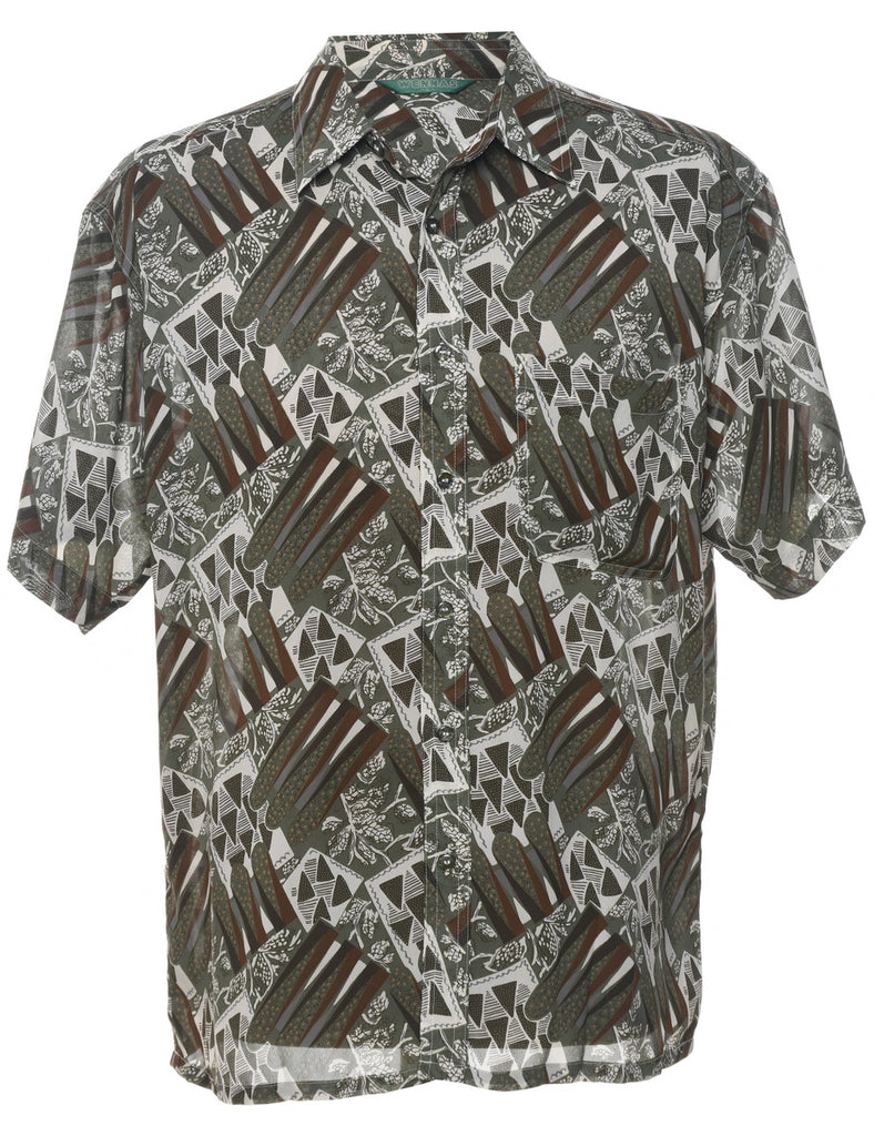 Short Sleeve Patterned Multi-Colour Shirt - L