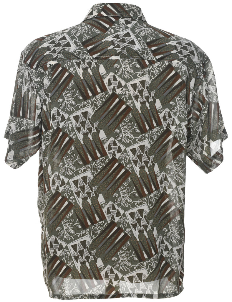 Short Sleeve Patterned Multi-Colour Shirt - L