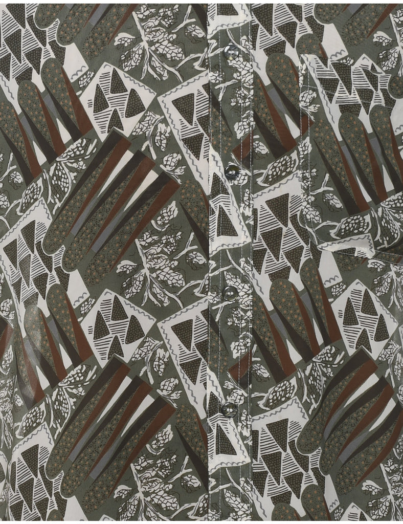 Short Sleeve Patterned Multi-Colour Shirt - L
