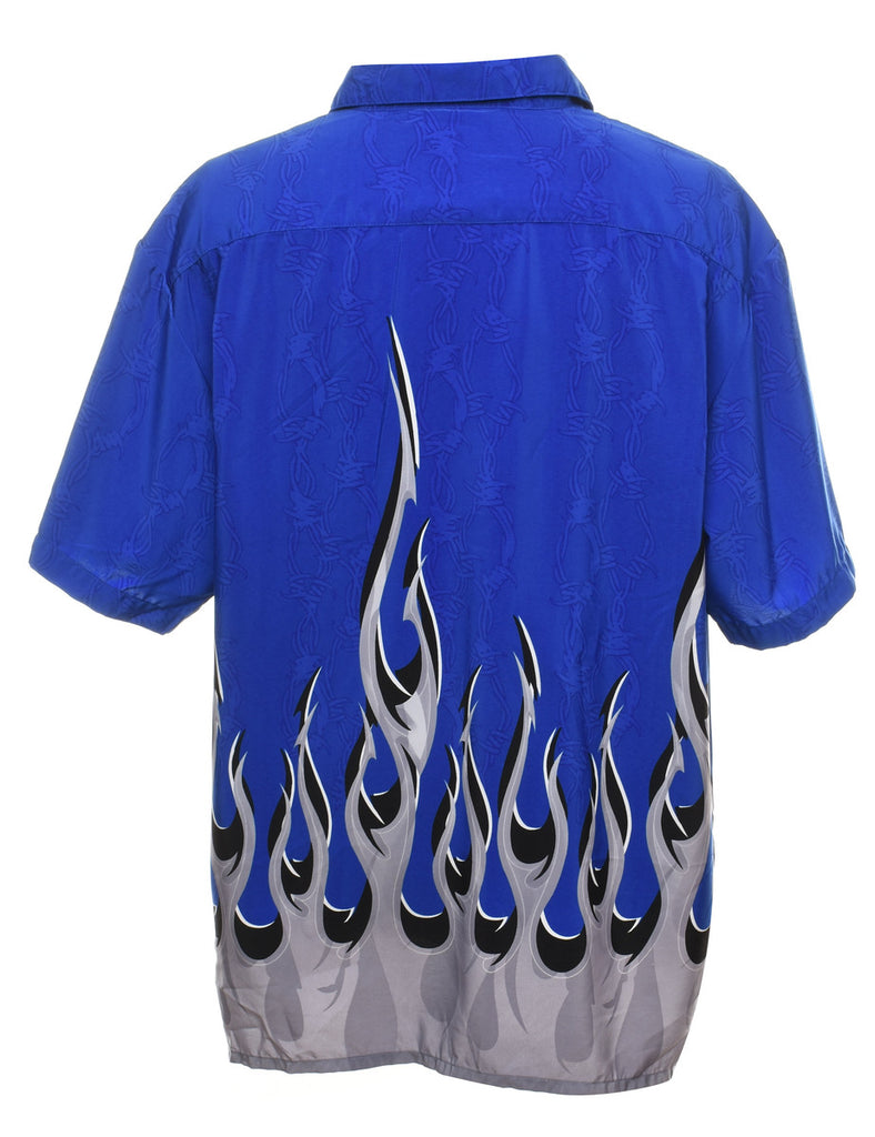 Short Sleeve Y2K Flames Printed Shirt - XL