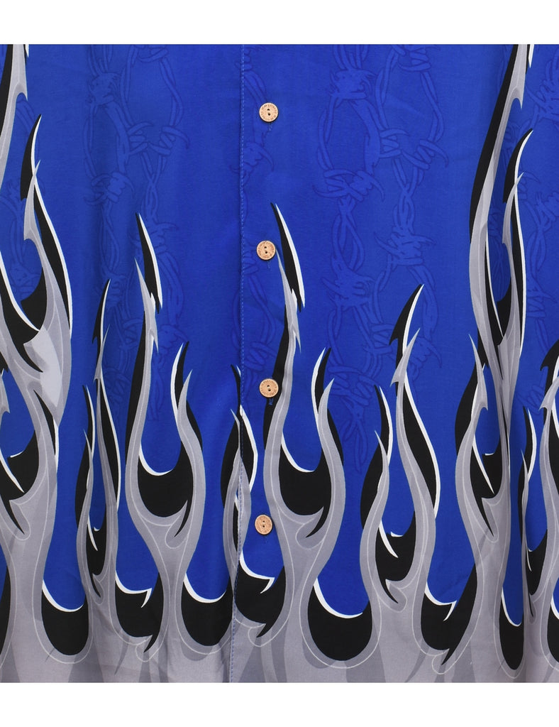Short Sleeve Y2K Flames Printed Shirt - XL