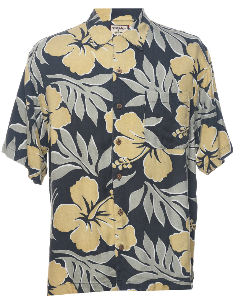 Silk Floral Hawaiian Shirt - M