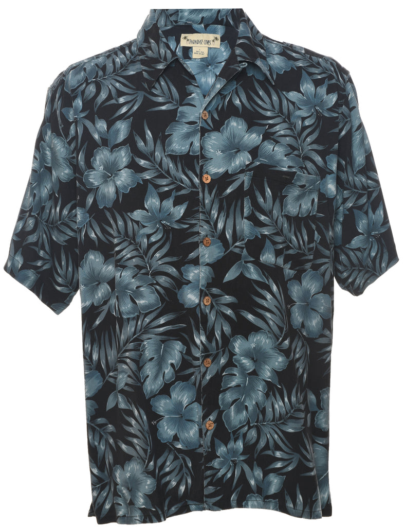 Silk Floral Hawaiian Shirt - L