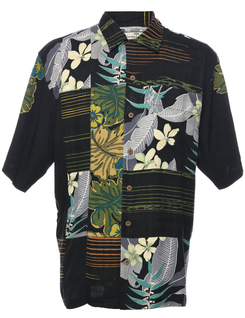 Silk Floral Hawaiian Shirt - M
