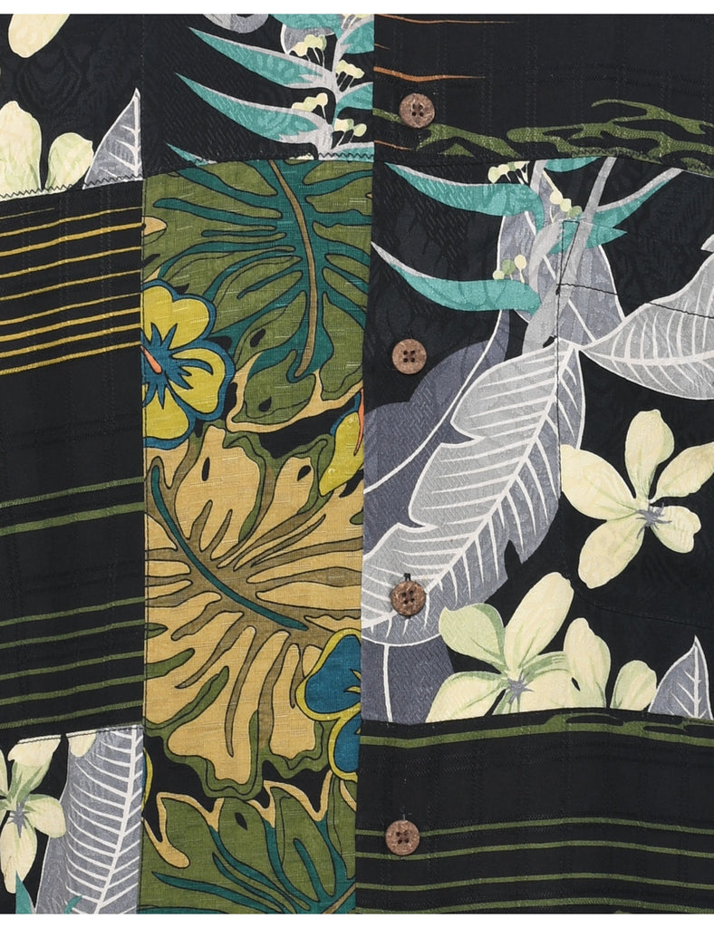 Silk Floral Hawaiian Shirt - M
