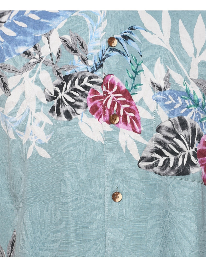 Silk Floral Hawaiian Shirt - M