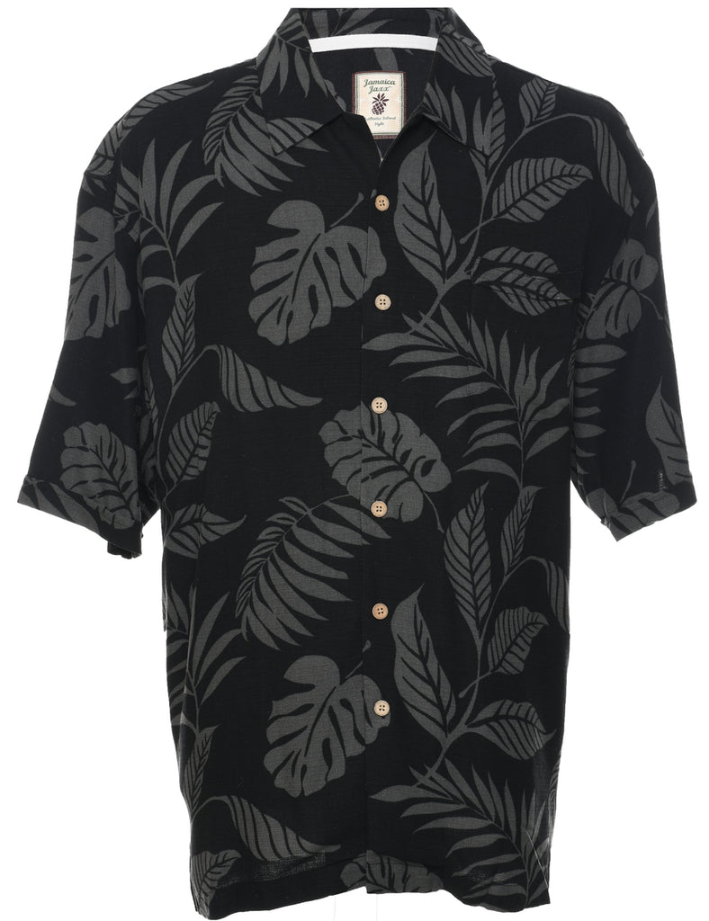 Silk Leafy Print Hawaiian Shirt - XL