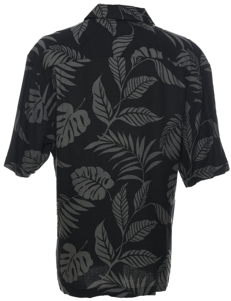 Silk Leafy Print Hawaiian Shirt - XL