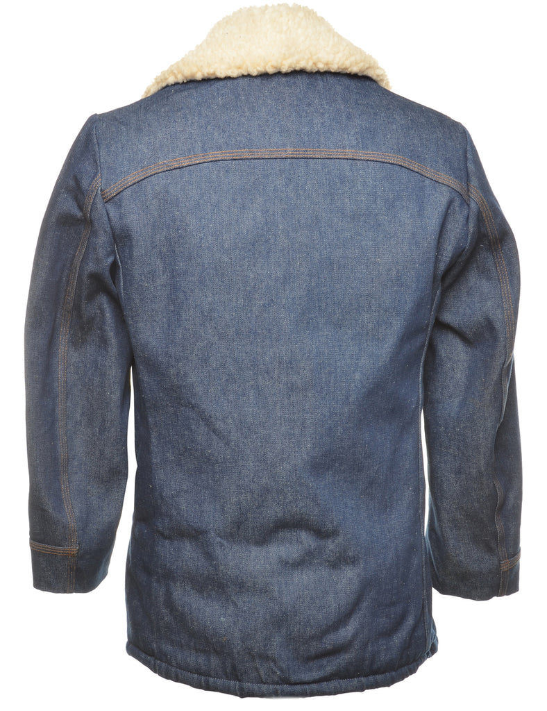 Single Breasted Shearling  Denim Jacket - L