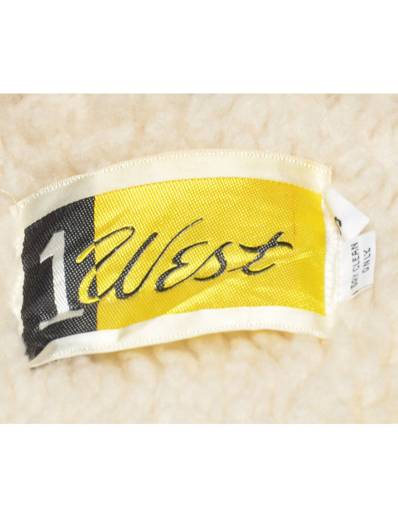 Single Breasted Shearling  Denim Jacket - L