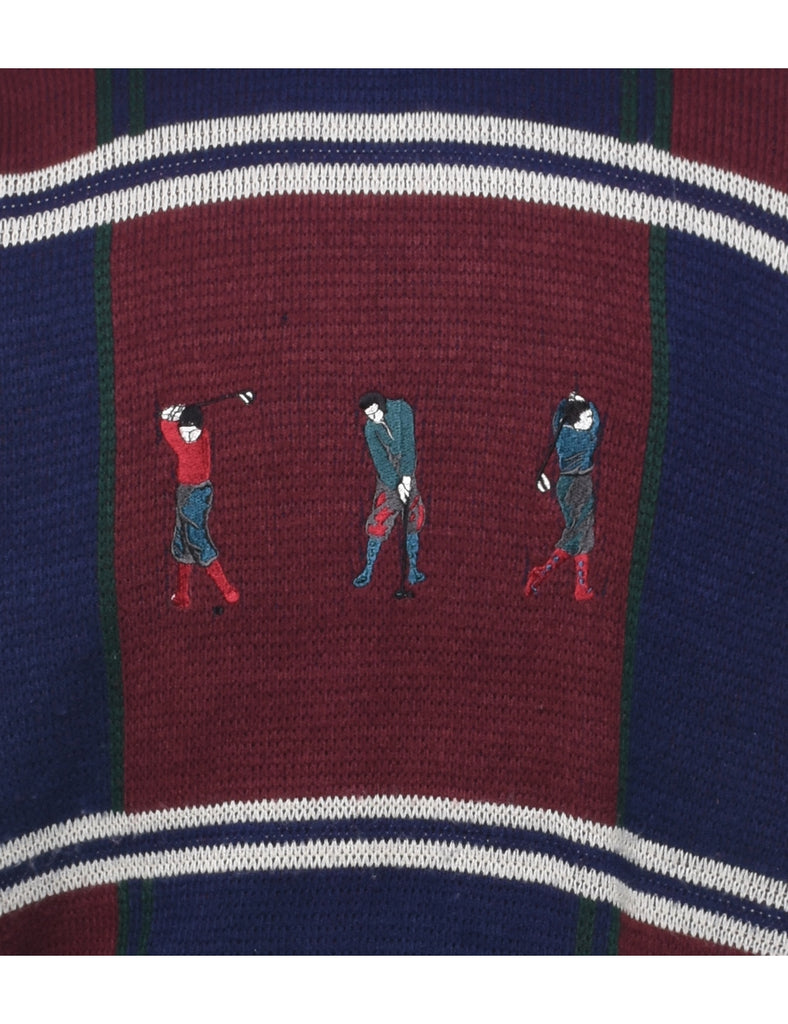 Sporty Striped Jumper - L