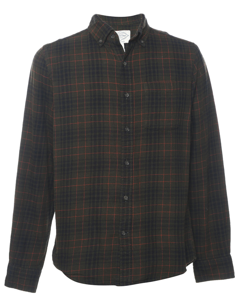 St John's Bay Checked Dark Green & Red 1990s Shirt - S