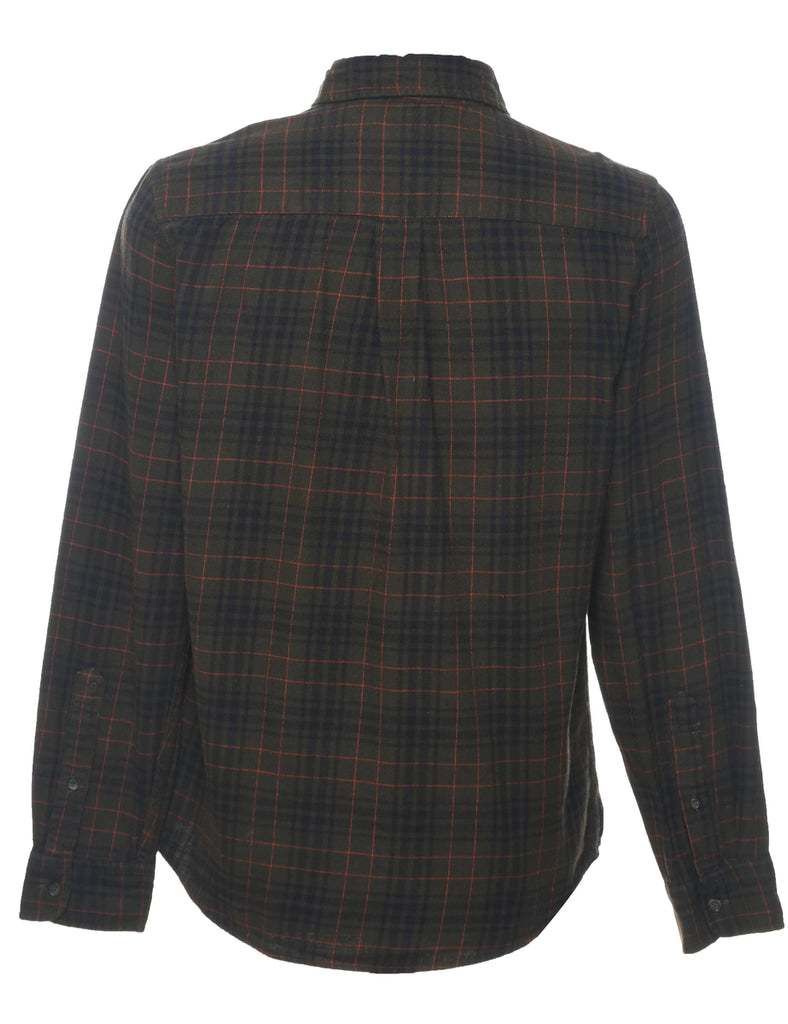 St John's Bay Checked Dark Green & Red 1990s Shirt - S