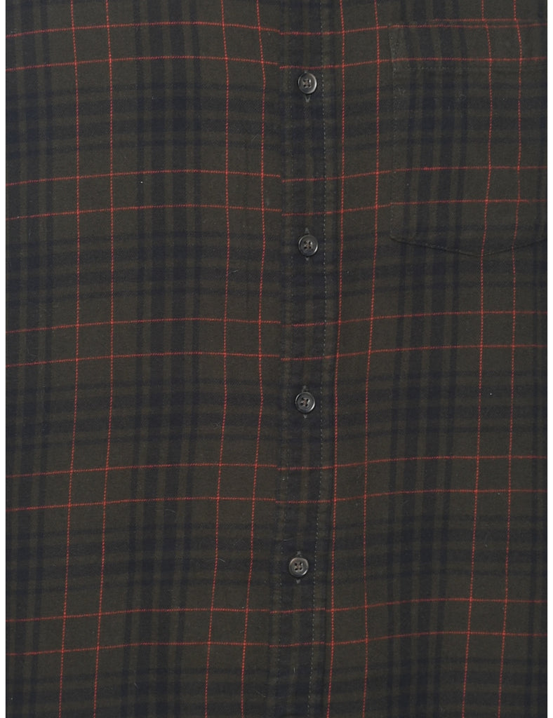 St John's Bay Checked Dark Green & Red 1990s Shirt - S